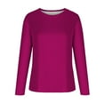 thumbnail image 4 of Atogsazn Shirts for Women Long Sleeve Pullover Tops Loose Sweatshirt Casual Round Neck Blouse Hot Pink M, 4 of 5