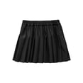 thumbnail image 4 of Miutii Faux PU Leather Skirts for Kids Girls High Waist Pleated Mini Skirts A-line Skater Skirts Casual Solid Skirts Black 15-16, 4 of 5