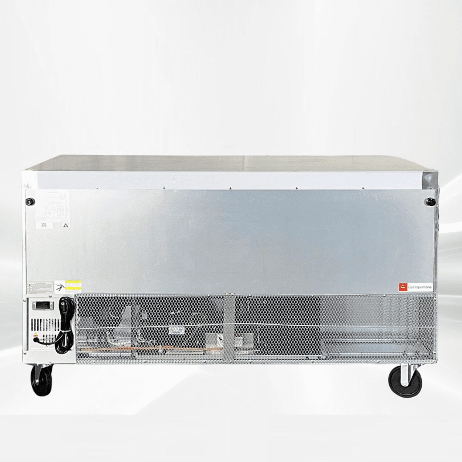 Cooler Depot 60.5 inch 16.6 cu.ft, 36" heigh Commercial Undercounter Freezer, 2 Solid Doors, Stainless steel exterior, NSF certified.