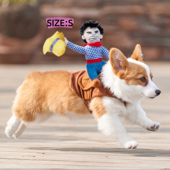 Cowboy Rider Dog for Dogs Clothes Knight Style with Doll and Hat Cosplay Funny Cloth for Dog Puppy Carrying for Halloween Day Pet Cosplay