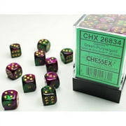 Chessex 12mm D6 Set Dice 36 Count Gemini Green-Purple/Gold CHX 26834