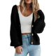 thumbnail image 1 of Suéter tipo cárdigan de punto grueso de moda de otoño e invierno para mujer, chaqueta tipo cárdigan corta holgada con botones y manga larga, 1 of 6