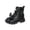 Black, variant on Girls Ankle Leather Boots Cute Bow Lace Up Side Zipper Fall Winter Fashion Casual Boots Beige Size 3 Little Kid