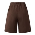 thumbnail image 5 of ClodeEU Women's Elastic Waist Knee Length Shorts with Button,Casual Bermuda Pants Coffee,Womens Plus XL, 5 of 8