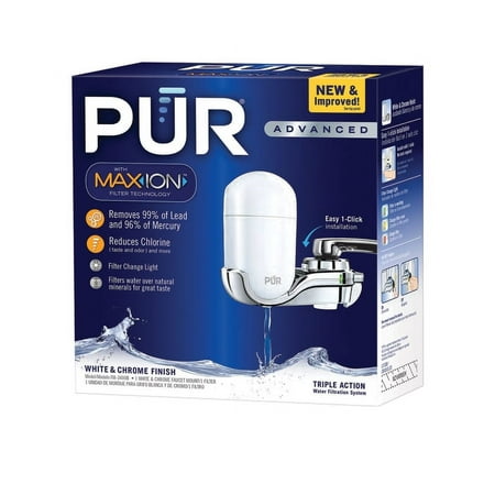 PUR Faucet Water Filter, FM-3400B, White and Chrome