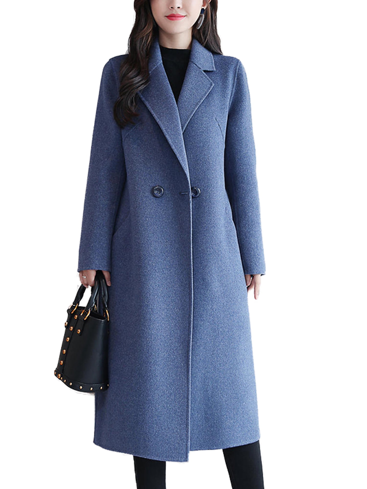 Womens Blazer Collared Trench Coat Jacket Winter Warmer Casual Outwear