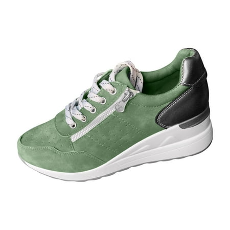 

Fashion Slip on Sneakers for Women Thick-Soled Increased Sports Sneaker Shoes Orthopedic Comfy Lace Up Shoes Walking Shoe Green 40