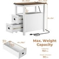 thumbnail image 6 of VVFLU Farmhouse End Table with Charging Station, White Nightstand Narrow, Skinny Slim Small, Bedroom, 6 of 7