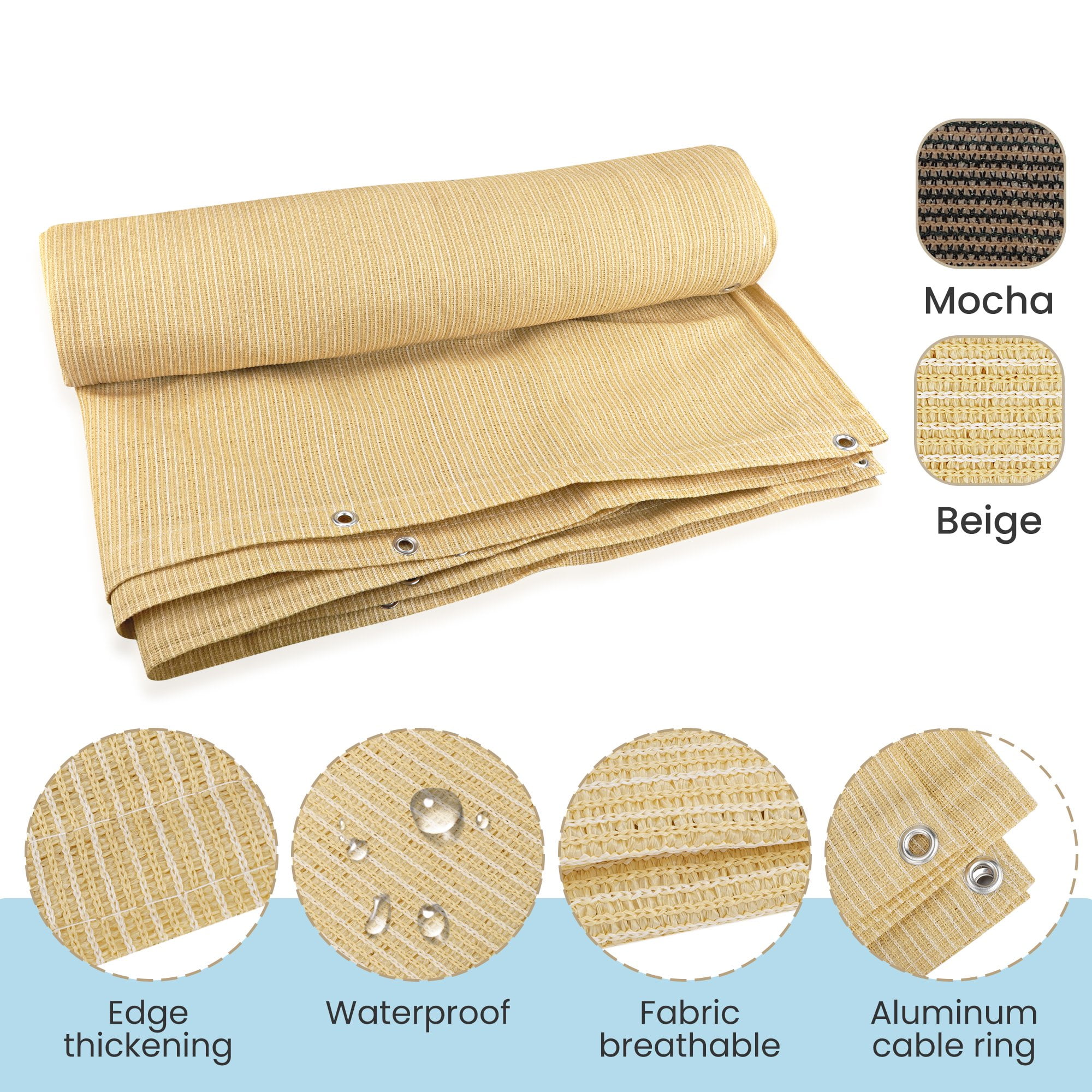 Shade Fabric Sun Shade Cloth Privacy Screen with Grommets for Patio Garden Pergola Cover Canopy 6x10 FT
