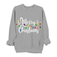 thumbnail image 2 of Lopecy-Sta Women's Merry Christmas Light Print Crewneck Sweatshirt, Casual Long Sleeve Pullover Top for Holiday Party Daily Wear Gray XL, 2 of 6
