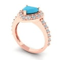 thumbnail image 2 of 2.03 ctw with Simulated Diamond Halo Accents Anniversary Ring for Women | Heart Cut Simulated Turquoise | Hyperallergenic Solid 18K Rose Gold, 2 of 5
