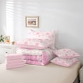thumbnail image 6 of Homewish Cute Rustic Flower 7 Pieces Bedding Comforter Set,Country Botanical Full Bedding Set,Pink Floral Fitted Sheet Flat Sheet For Girls Kids,Breathable Home Decor Reversible, 6 of 8