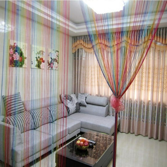 Rainbow Sheer Window Panel Colorful Backdrop Bright Curtains Set for Playroom, Nurseries, Bedroom - 78.74inch x 39.37inch