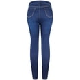 thumbnail image 2 of 2Luver, Women's, High Waist High Rise Ripped Distressed 5 Pockets Skinny Comfy Jeans Button Closure, Dark Blue, 9, 2 of 2