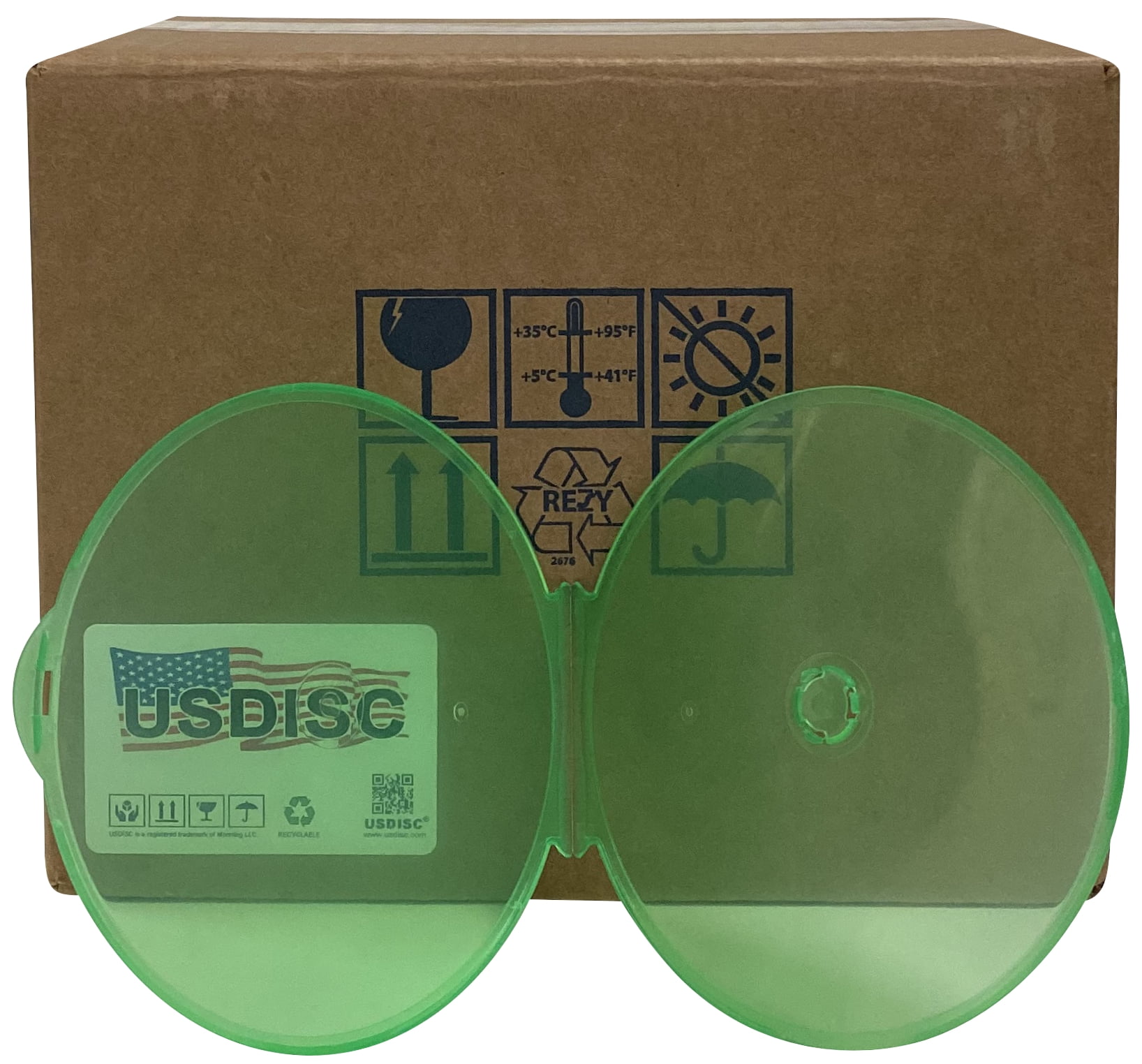 USDISC Clamshell Cases, Single 1 Disc, Multicolor, Pack Of 25