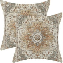Boho Pillow Covers 20x20 Inch 2 Pcs Vintage Burnt Orange Grey Beige Carpet Pattern Ethnic Decor Throw Pillows Retro Outdoor Farmhouse Decoration Pillowcase Linen Cushion Cover for Couch Sofa
