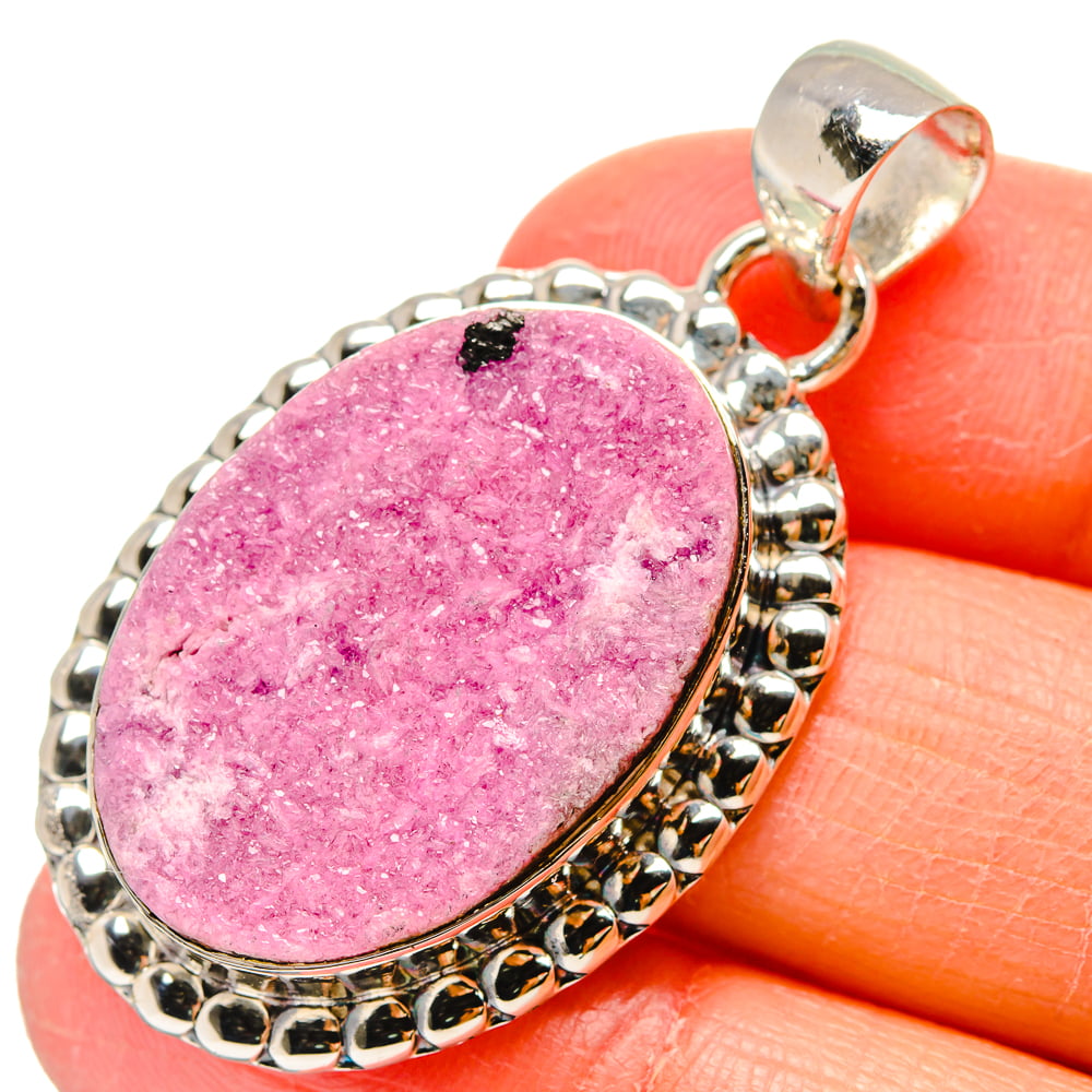 Solid 925 Sterling Silver Oval Multi-Color Druzy Pendant Necklace '