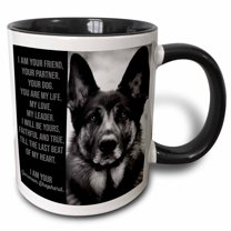 3drose, German Shepherd Dog Poem with Black and White Photograph of a Shepherd, 15oz Two-tone Black Mug