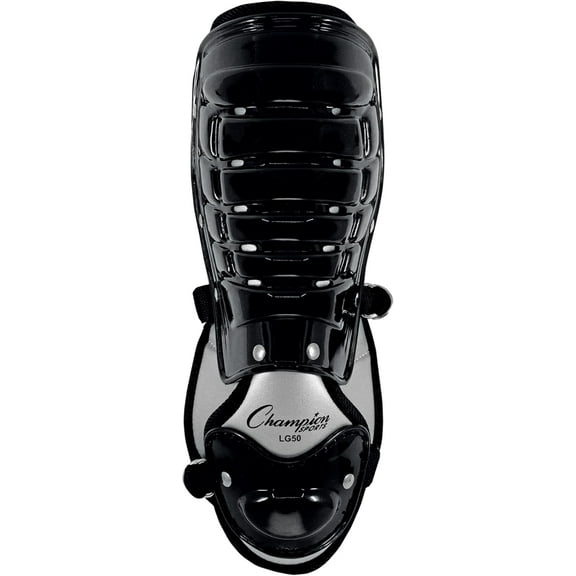Champion Sports Universal 7.5" L Adjustable Batters Shin Guards with Wrap-Around Padding and Ankle/Foot Protector - Quick Release Buckles - Ages: Youth to Adult