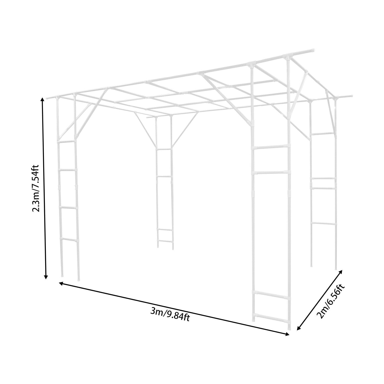 9.8ft White Steel Plant Trellis - Heavy Duty Garden Climbing Stand for Tomatoes, Cucumbers & Vines