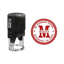 Printtoo Self Inking Custom Round Return Address Rubber Stamp Initial Monogram Personalized Stamper-Red