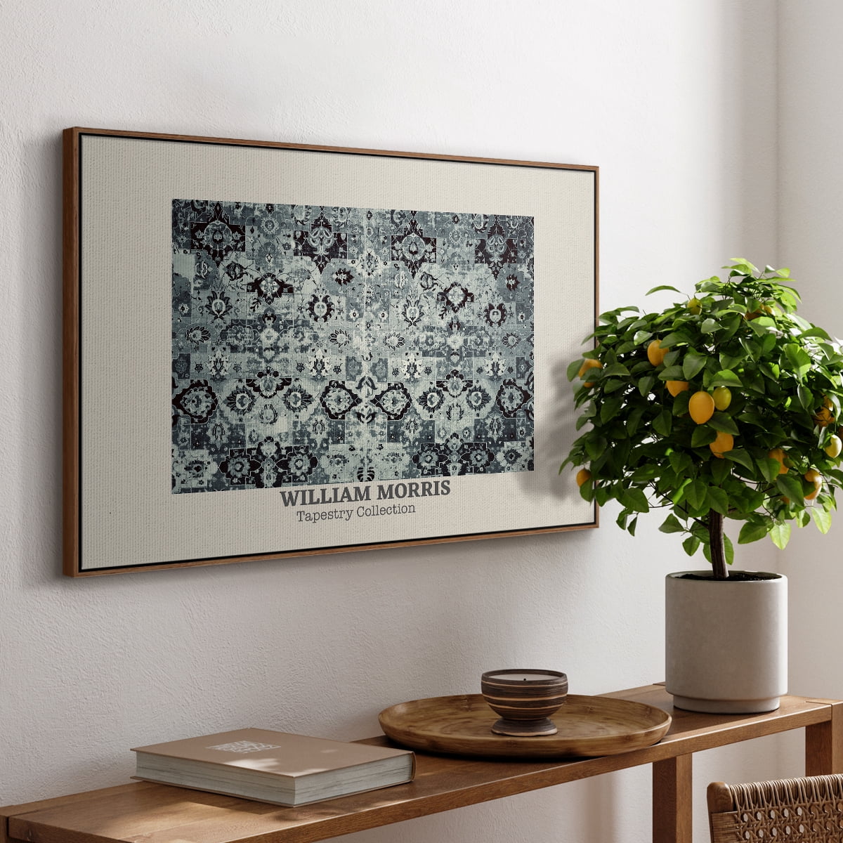 Vintage Abstract Print-XXXIV Framed in Walnut Wood Gallery Wrapped Canvas 17 in. x 25 in.