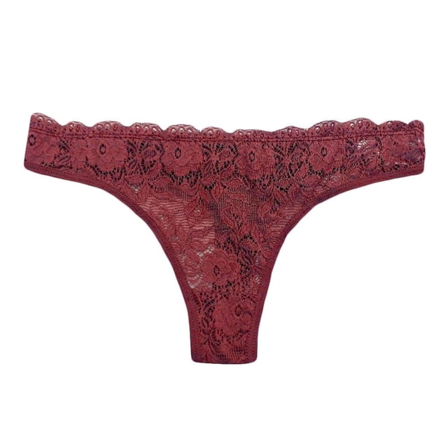 Tanga Secret Treasures Talla EG Encaje Floral Vino