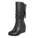 thumbnail image 1 of NECHOLOGY Botas Mujer Adulto Femenino Zapatos Botines de mujer Botas de vintage Cuña Punta redonda Color Mujeres Slip-Up Pure Heels Boots botas de mujer (Black, 7.5), 1 of 6