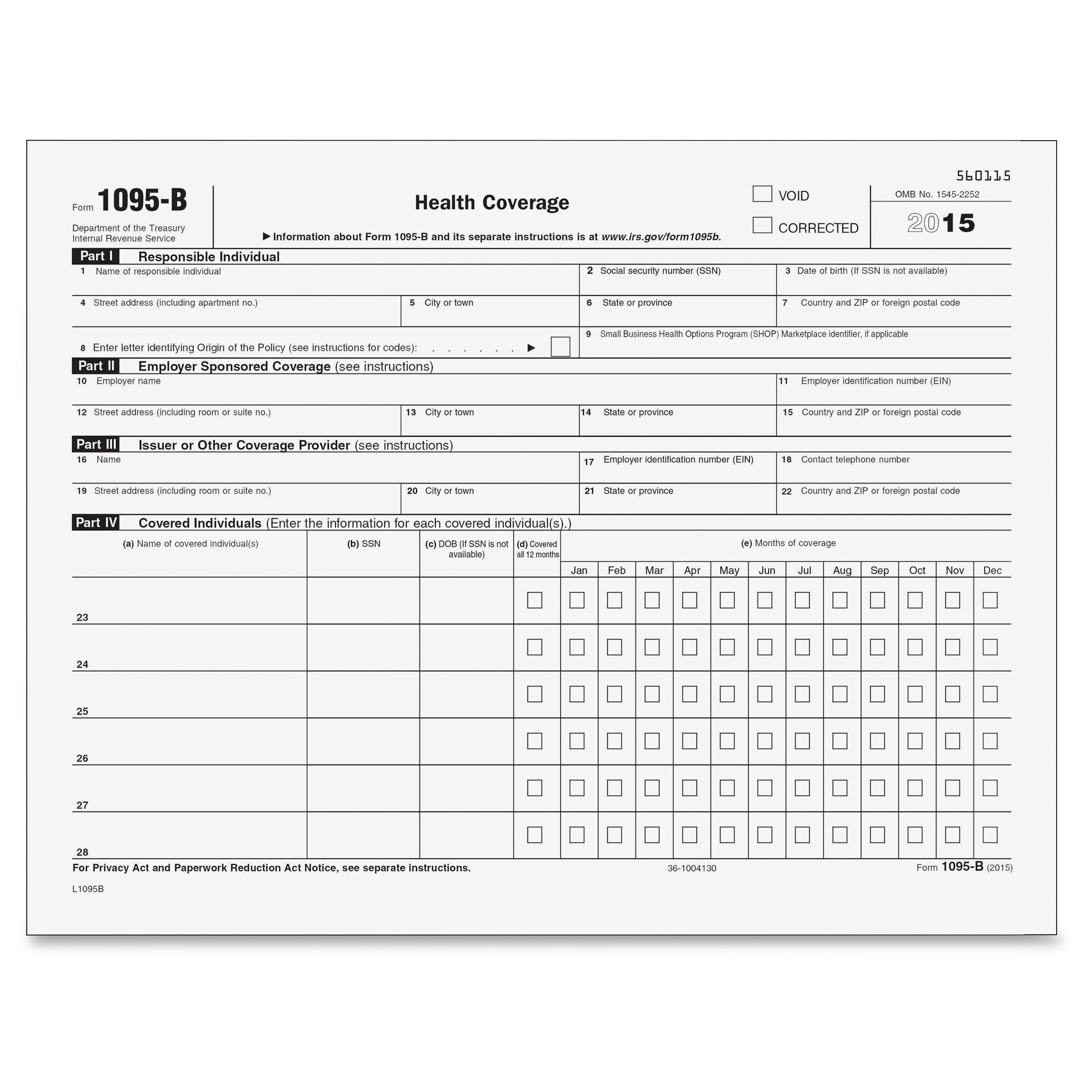 1095B Affordable Care Act Tax Form Walmart Walmart