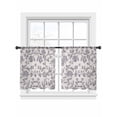 thumbnail image 2 of Haze Blue Leaf Semi Sheer Curtains 45 Inch Length 2 Panels Set, Retro Farmhouse Plant Floral Branch Sheer Kitchen Curtain Privacy Voile Window Curtain for Living Room Bedroom Rod Pocket Drapes, 2 of 7