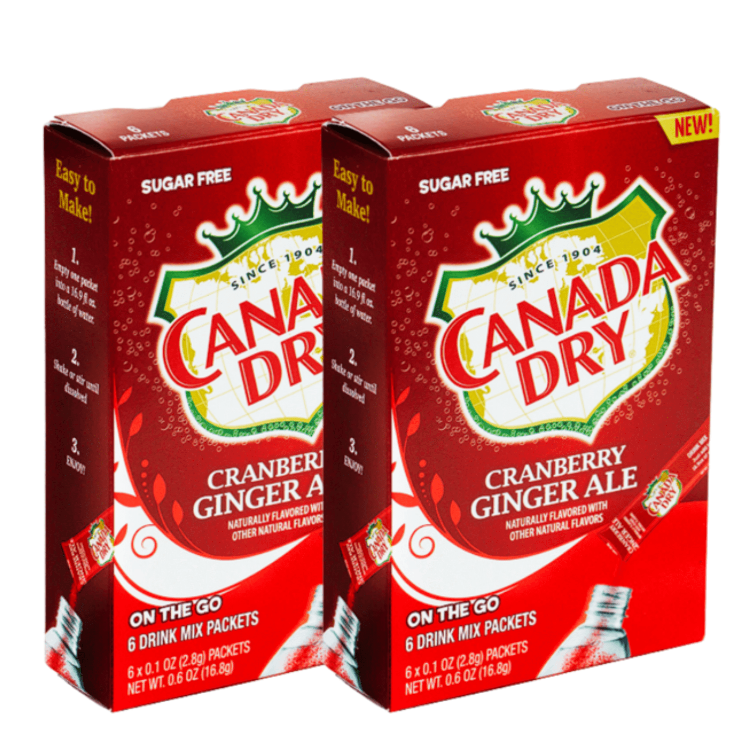 Canada Dry Cranberry Ginger Ale Singles To Go Powdered Drink Mix Sugar