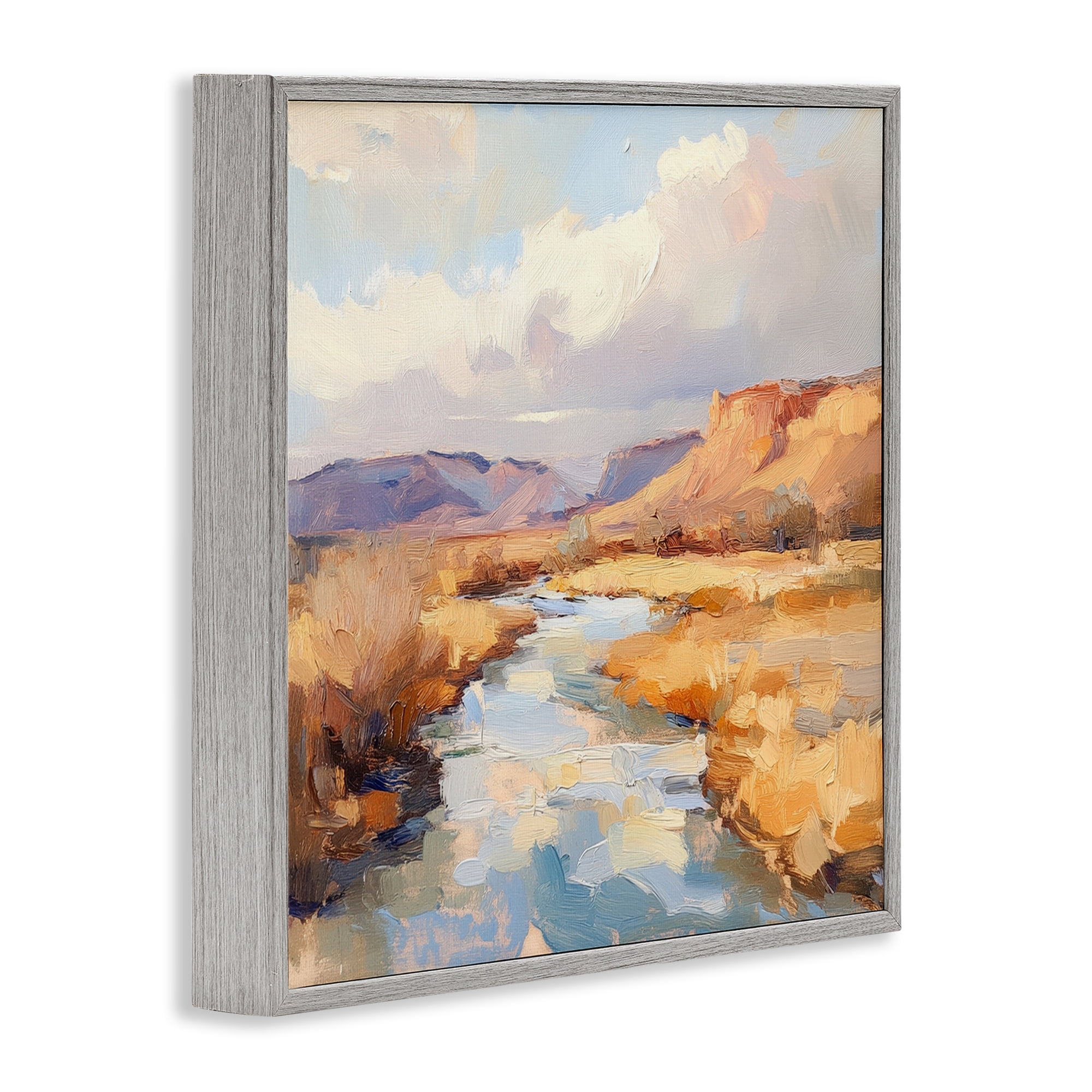 Stupell Industries Plateau River Evening Glow Gray Framed Giclee Art, design by Petal Prints Design