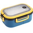 thumbnail image 1 of shiyou-Lunch Box Set, Double Layer Design Lunch Container Stainless Steel Box Stackable Lunch Box Food Compartments and Accessories Box (Blue), 1 of 4