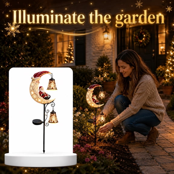 Christmas Themed Garden Stake Light, Festive LED Outdoor Decor Lamp, Beautiful Holiday Yard Ornament for Xmas Backyard, Lawn and Pathway Seasonal Display and Home Outdoor Party Decoration,39x9Inch