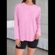 thumbnail image 4 of Camisetas de Larga Extragrandes para Mujer 2025, Camisetas Básicas de Cuello Redondo, Tops de Otoño, Ropa Informal de Entrenamiento Y2K Rosa XL, 4 of 9