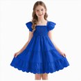 thumbnail image 3 of Toddler Girl Summer Dresses Kids Ruffle Cap Puff Sleeves Boho Dresses Casual for Girls, 3 of 7