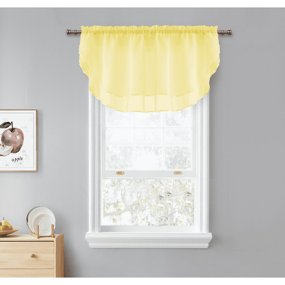 Kate Aurora Living Crystal Sheer Double Layered Rod Pocket Ascot Window Valances - Assorted Colors