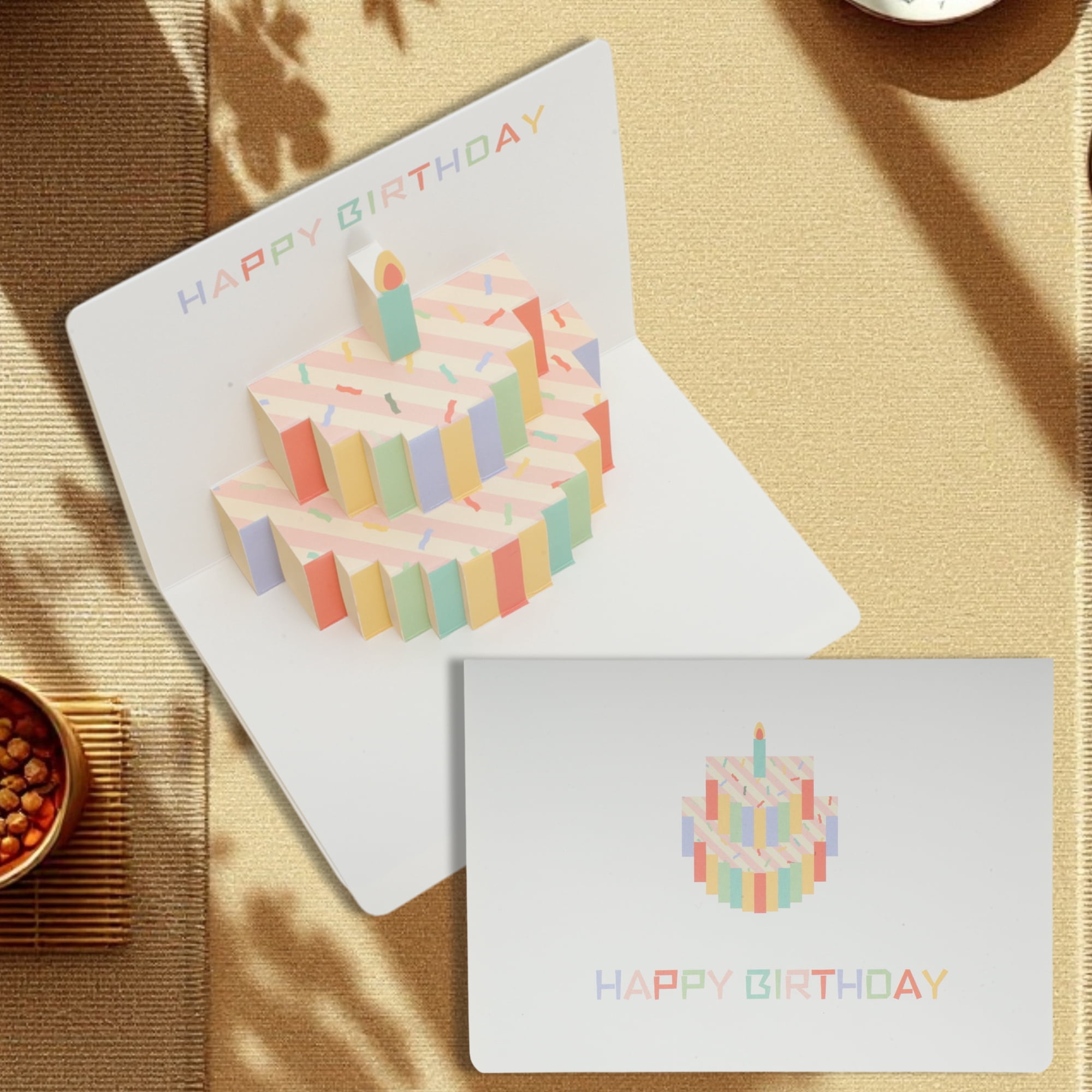 Unique Bargains 3D Heart Greeting Cards Blank Notecard for Friends Light Blue