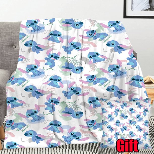 Disney Stitch Blankets With Pillow Cover Cozy Plush Blankets For Kids Adults