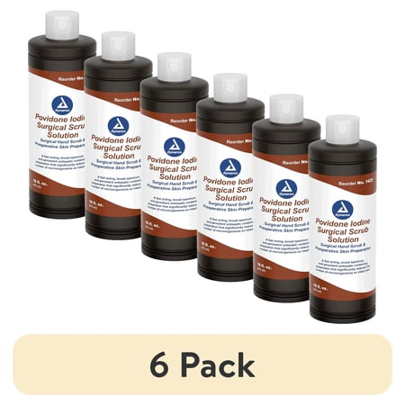 (6 pack) Dynarex Povidone-Iodine Surgical Scrub Solution 16 oz