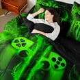 thumbnail image 4 of Castle Fairy Green Gamepads 7 Pieces Bedding Comforter Set for Teens,Gradient Lightsaber Full Bedding Set Lightweight,Video Game Fitted Sheet Flat Sheet,Super Cozy Room Decor, 4 of 8