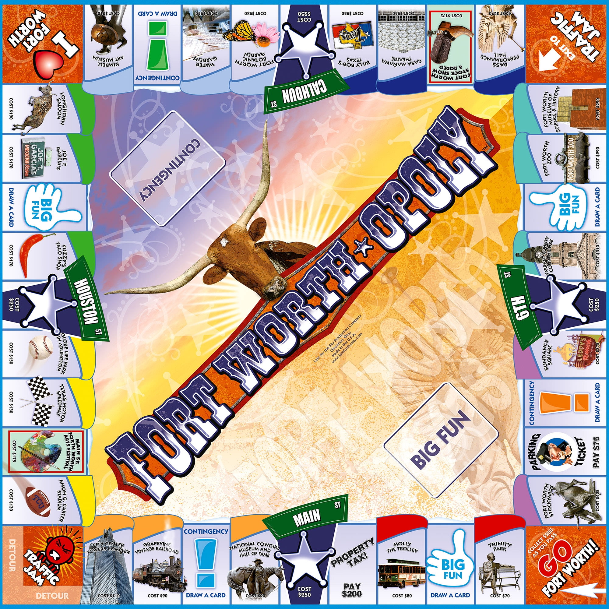 Fort Worth-Opoly City Themed Family Board Game, 2-6 Players