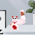 thumbnail image 3 of Escultura decorativa de resina con forma de gato de la suerte y fortuna Maneki Feng Shui Dibujo de dinero rosa, 3 of 9