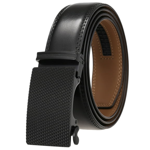 Men’s Genuine Cowhide Leather Business Belt  Modern Dress Belt with Classic Metal Buckle for Men Automatic Adjustable Click Ratchet Buckle Belts