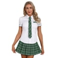 thumbnail image 3 of Disfraz de colegiala para mujer, uniforme de Escuela Japonesa, ropa Sexy para discoteca, camisa con corbata y falda a cuadros, vestido de juego de rol de Anime, 3 of 5