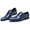 thumbnail image 5 of Santimon Men Derby Shoes Crocodile Pattern Pointed Toe Lace Up Oxford Shoes Business Leather Dress Shoes Blue 10.5 US, 5 of 8