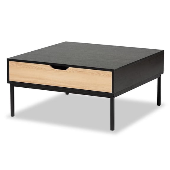 Baxton Studio Haben Modern and Contemporary Two-Tone Oak Brown and Black Finished Wood Coffee Table