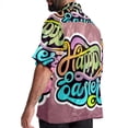 thumbnail image 3 of Easter Font Men's Short Sleeve Button Down Poplin Casual Beach Shirts, 3 of 6