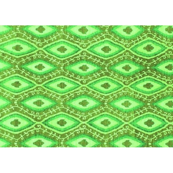 Ahgly Company Indoor Rectangle Abstract Green Modern Area Rugs, 2' x 4'