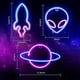 thumbnail image 5 of Letreros de neón para decoración de pared, 3 luces LED de neón para dormitorio, con alimentación por USB o batería, que iluminan elementos espaciales, planetas alienígenas, cohetes, regalo estético., 5 of 5